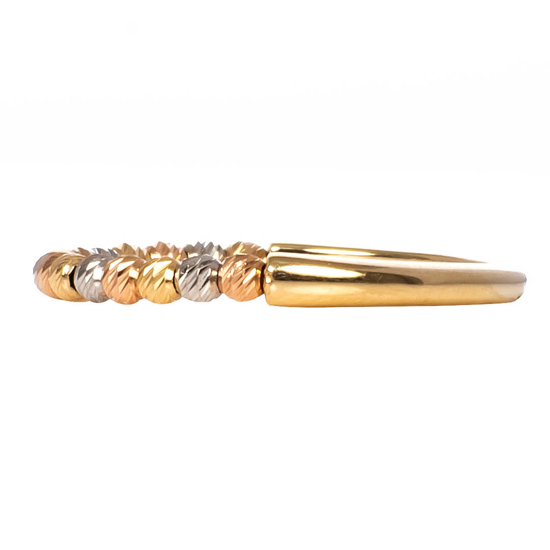 Anillo Delgado de Bolitas Facetadas 3 Oros