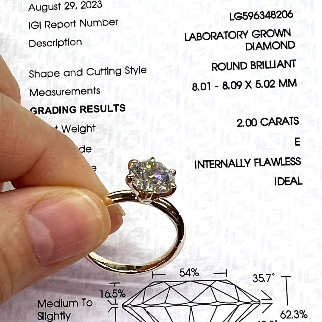 Solitario Aura con Diamantes de Laboratorio 2.00qts