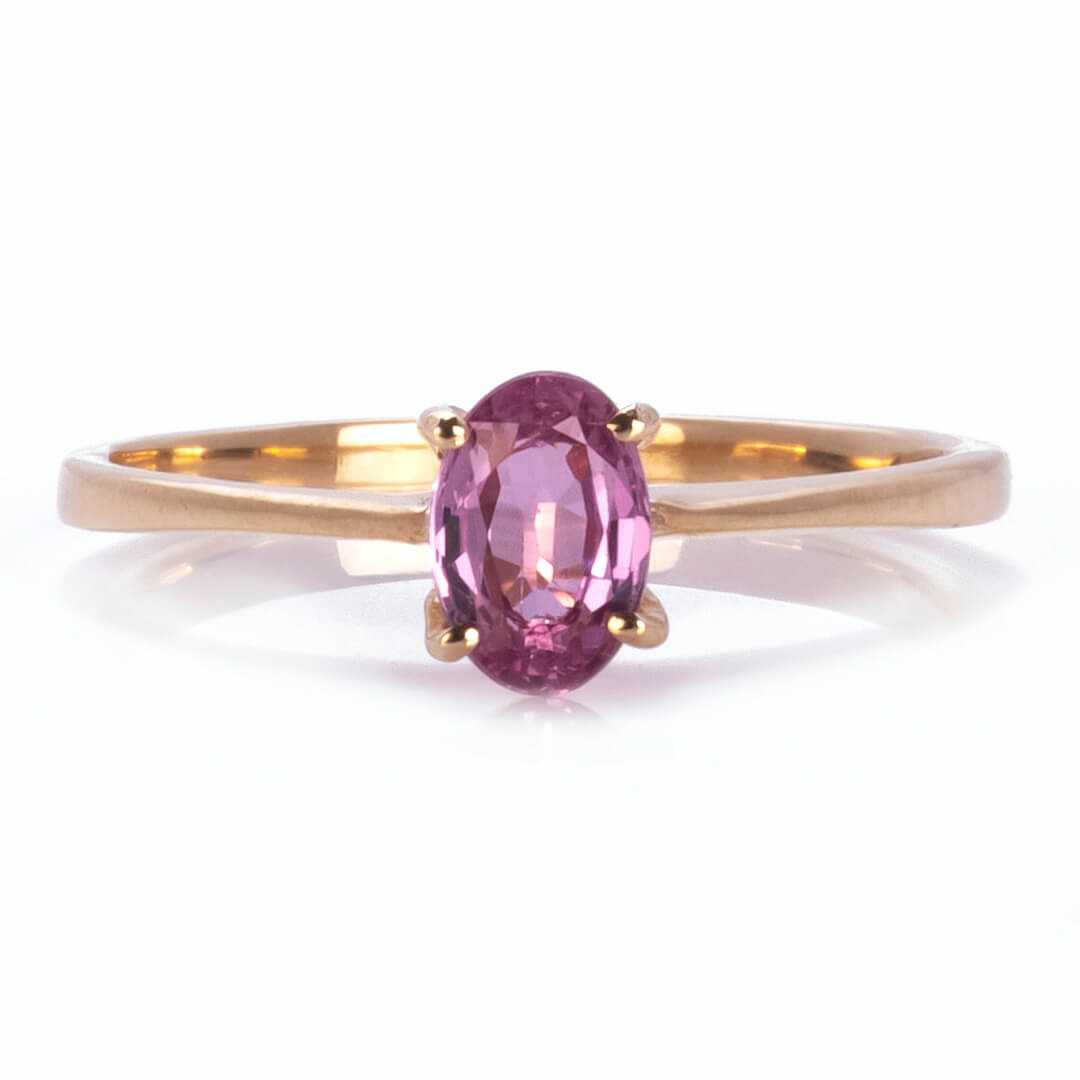 Anillo Zafiro Rosa Oval 14k
