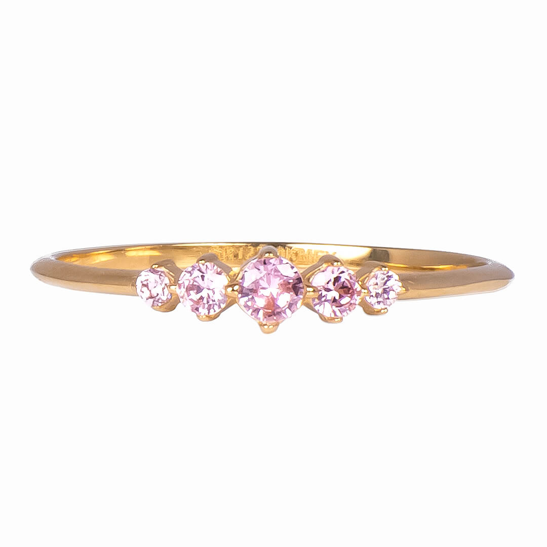 Anillo con Circonias Rosas 10k
