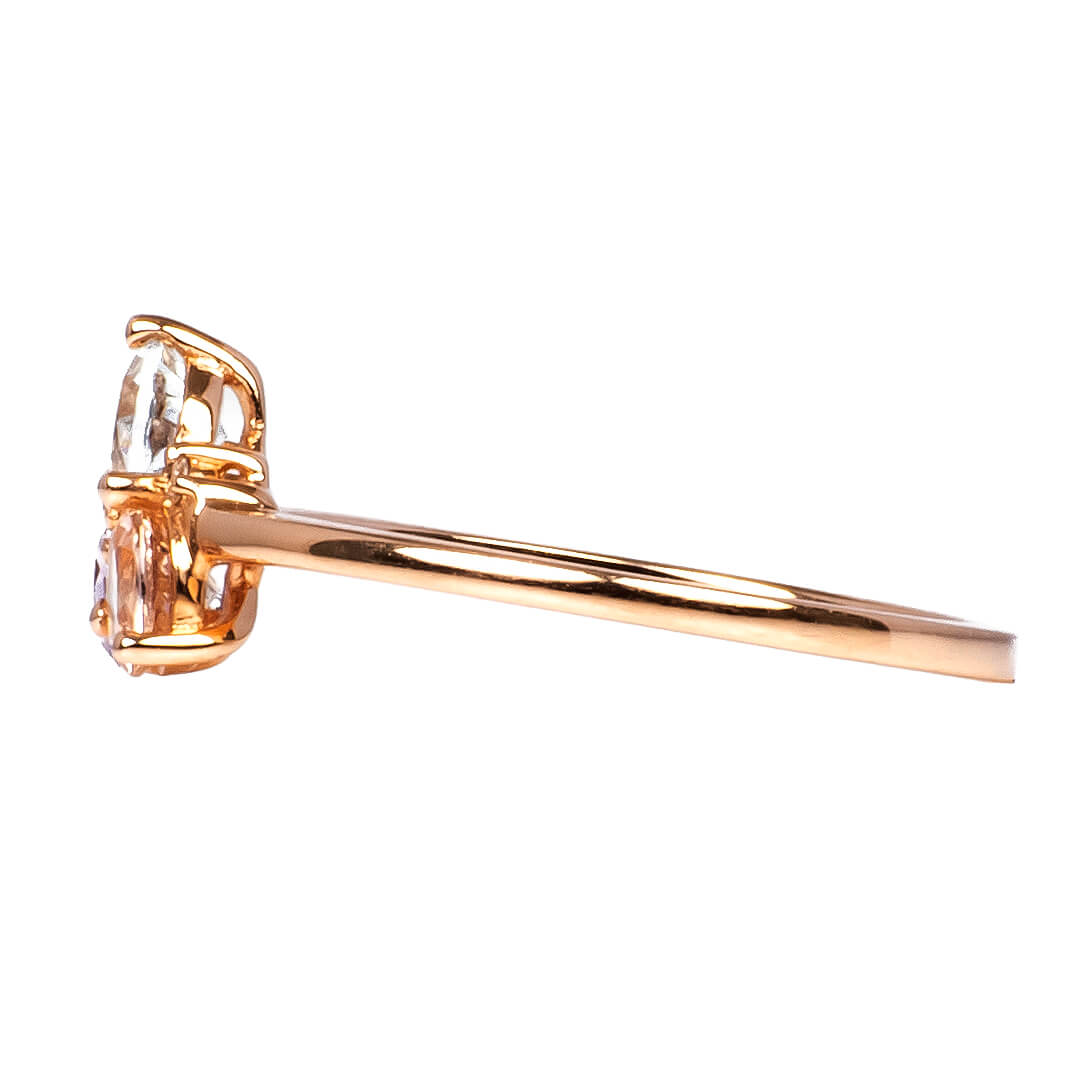 Anillo de Aguamarina, Amatista, Morganita y Diamantes Naturales