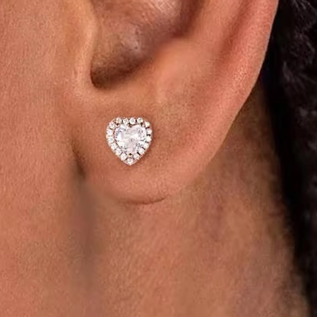 Aretes de Corazones con Rodio y Circonias