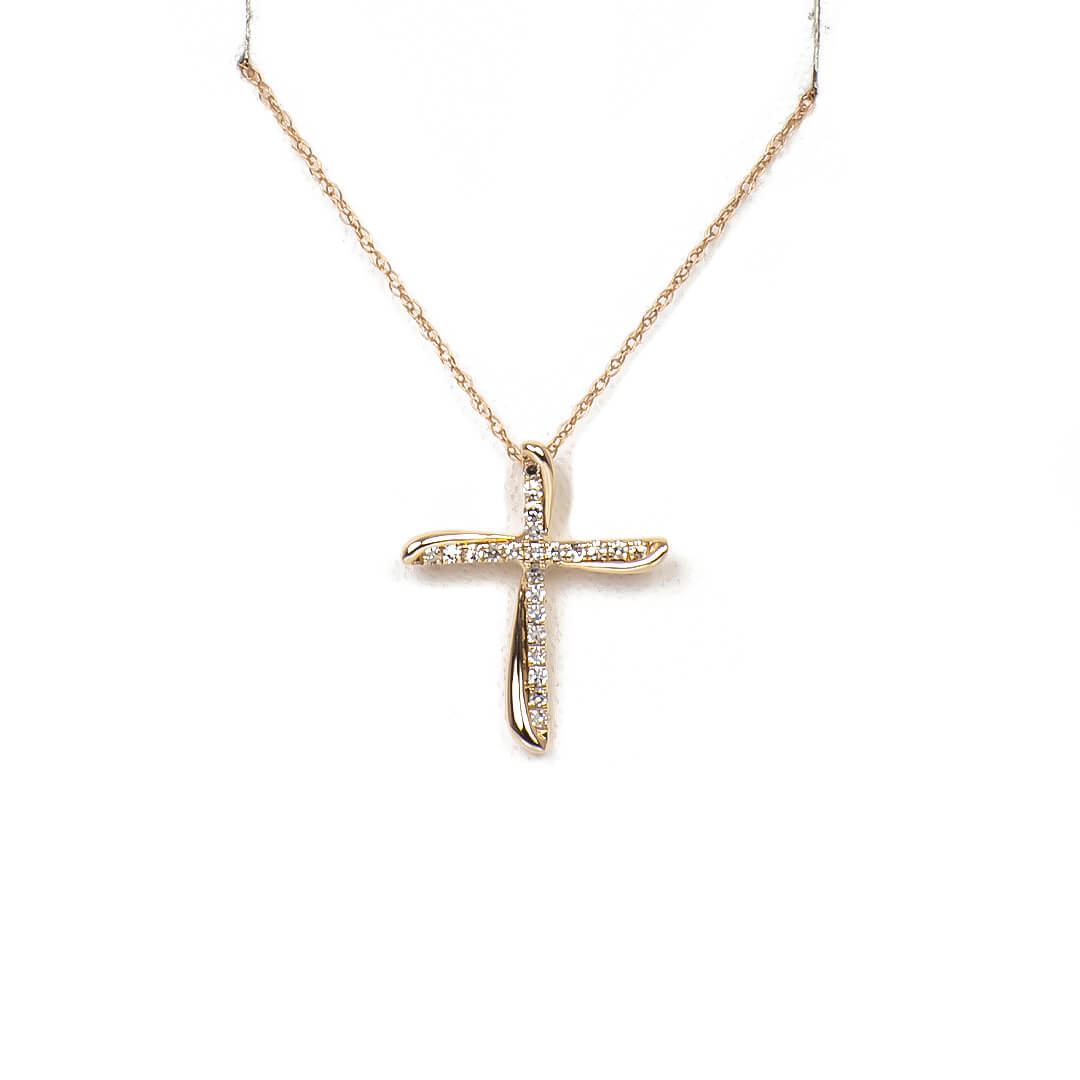 Cadena con Cruz y Diamantes Naturales 0.15qts