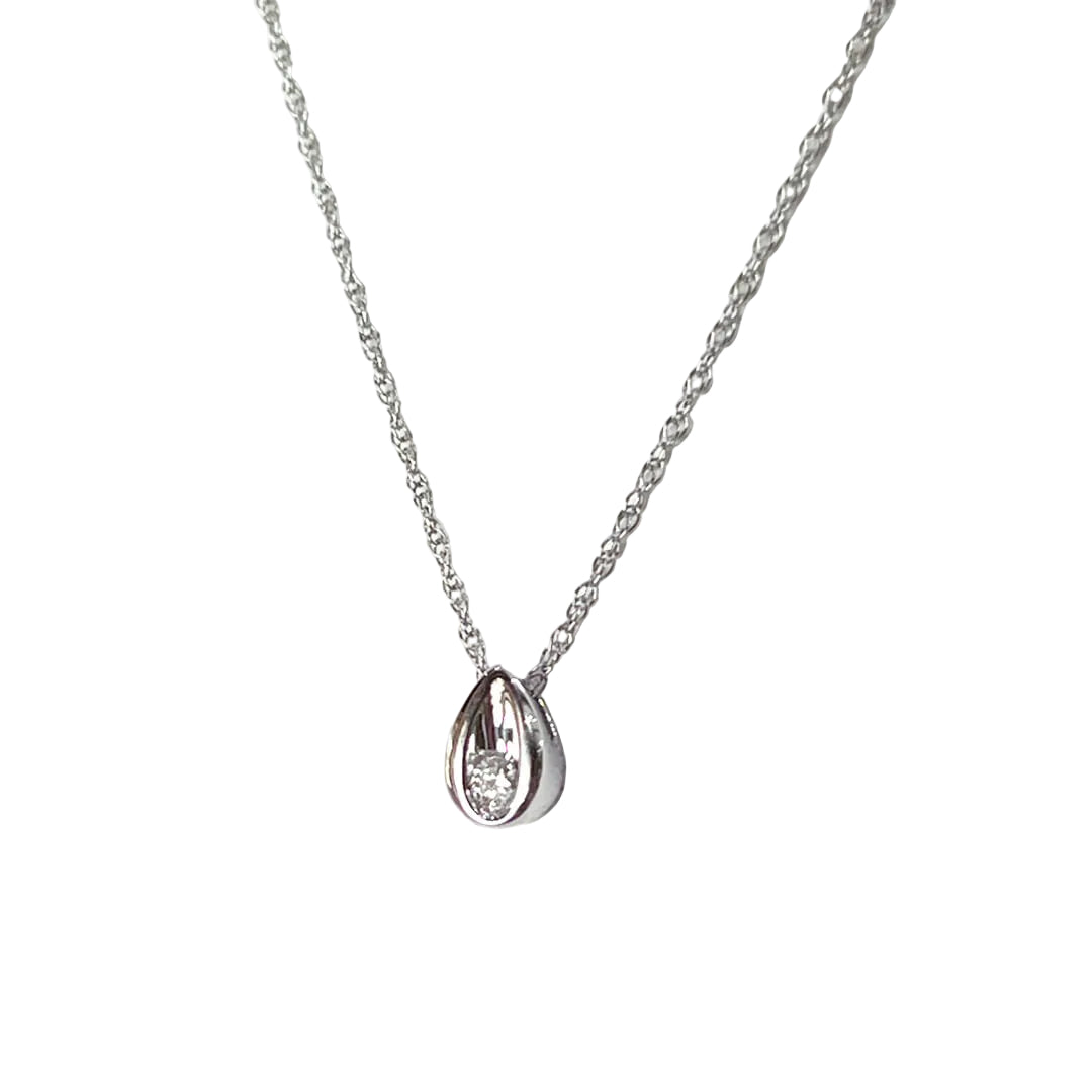 Cadena con Dije tipo Gota con Diamante Natural 0.06qts