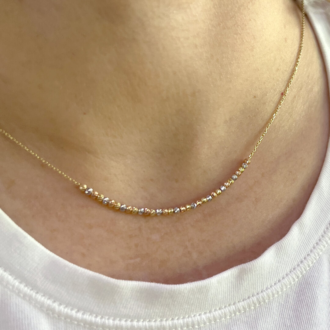 Collar con Bolitas Facetadas 14k