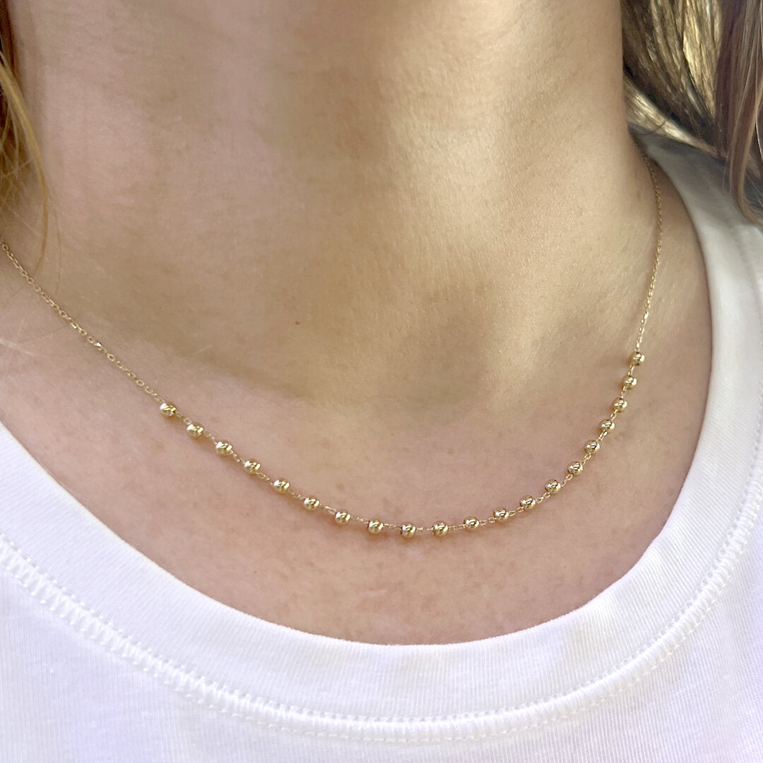 Collar con Bolitas Lisa 14k