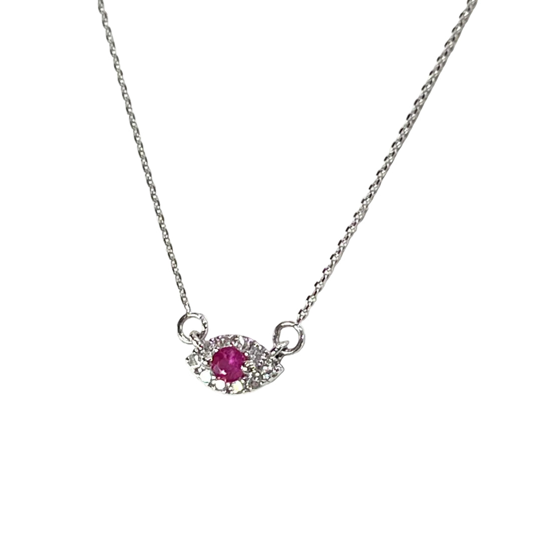 Collar con Dije de Ojito con Rubí Nat. 0.03qts y Diamantes Naturales 0.07qts