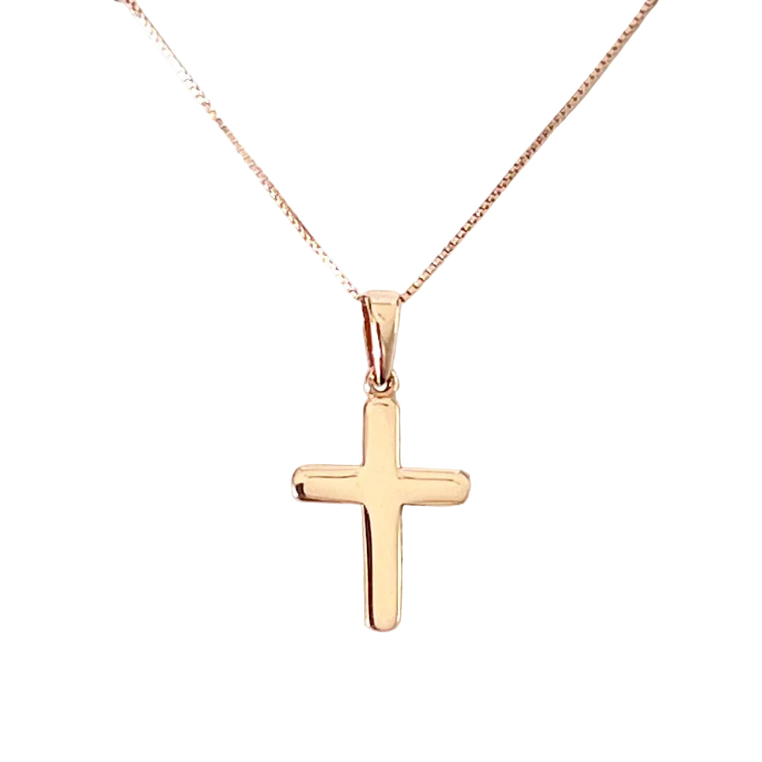 Cruz con Cadena Minimalista con Oro Rosa 14k