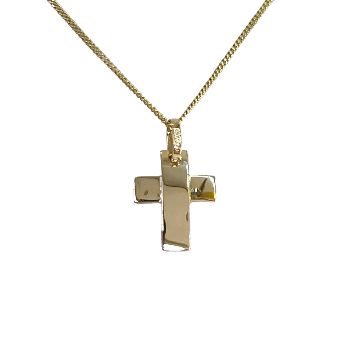 Cruz Lisa con Relieve en el Centro 14k