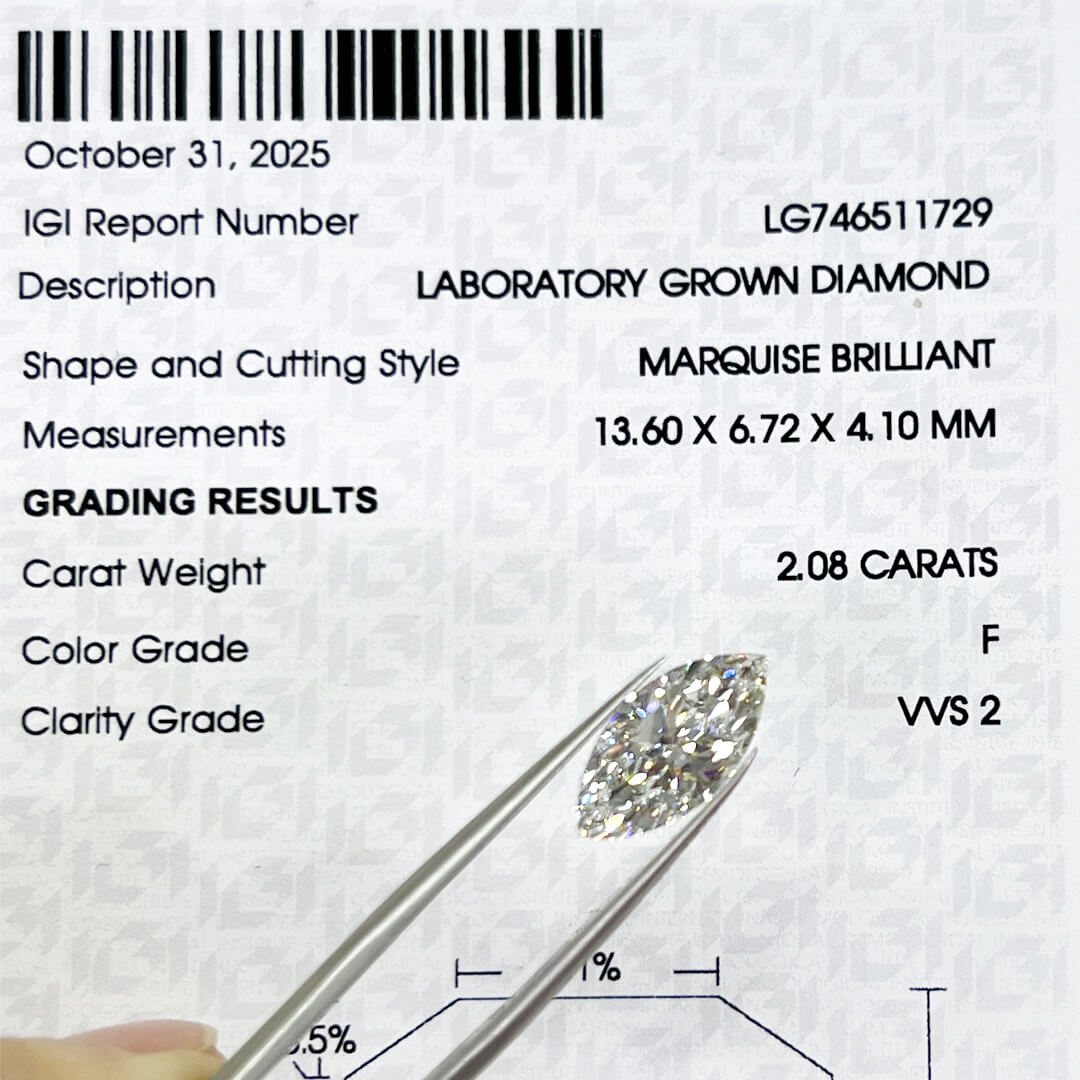 Diamante de Laboratorio Corte Marquise 2.08qts