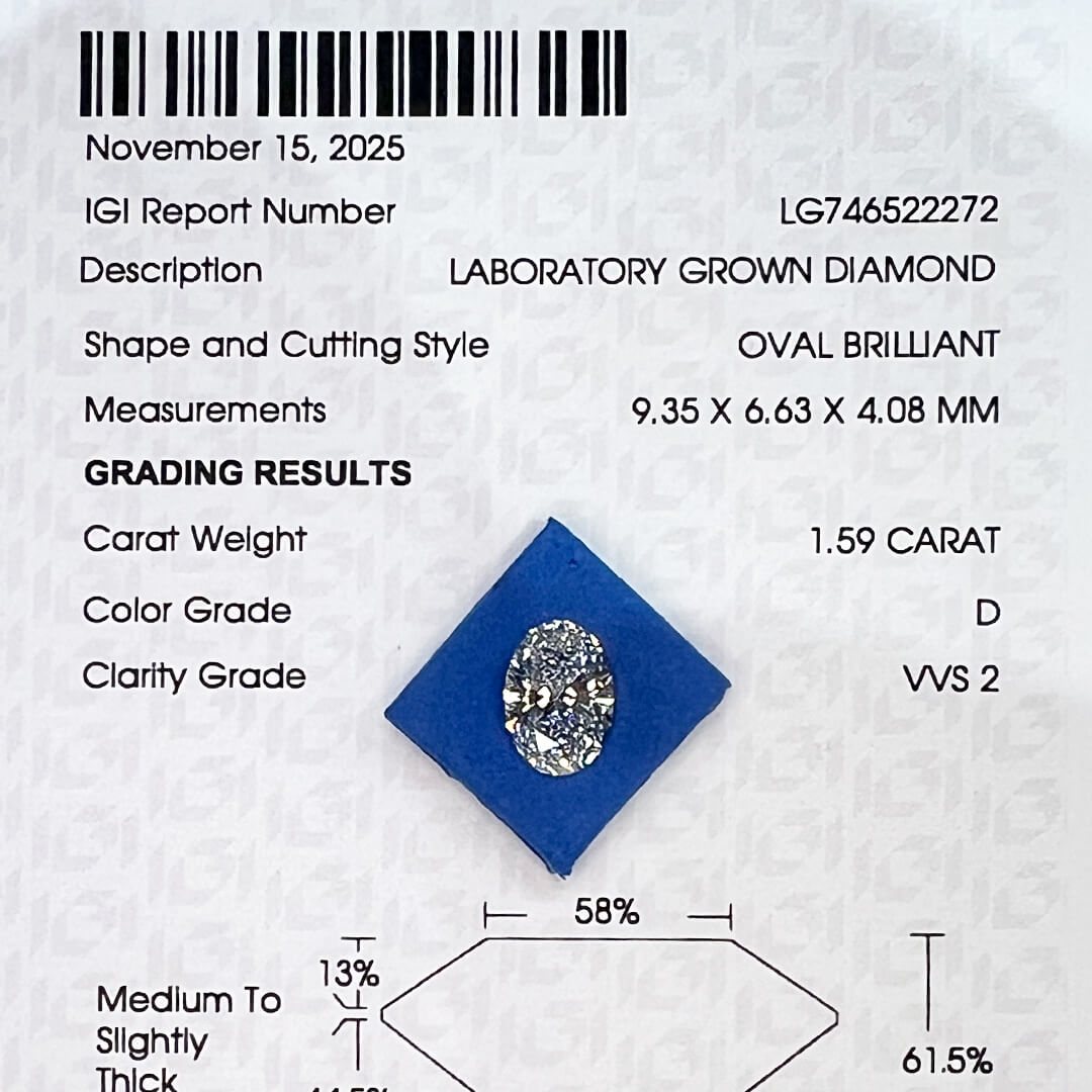 Diamante de Laboratorio Corte Oval 1.59qts