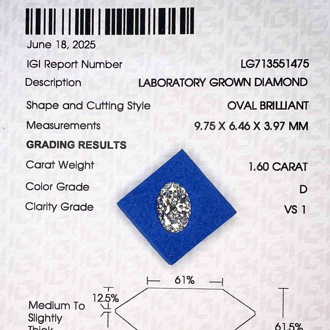 Diamante de Laboratorio Corte Oval 1.60qts