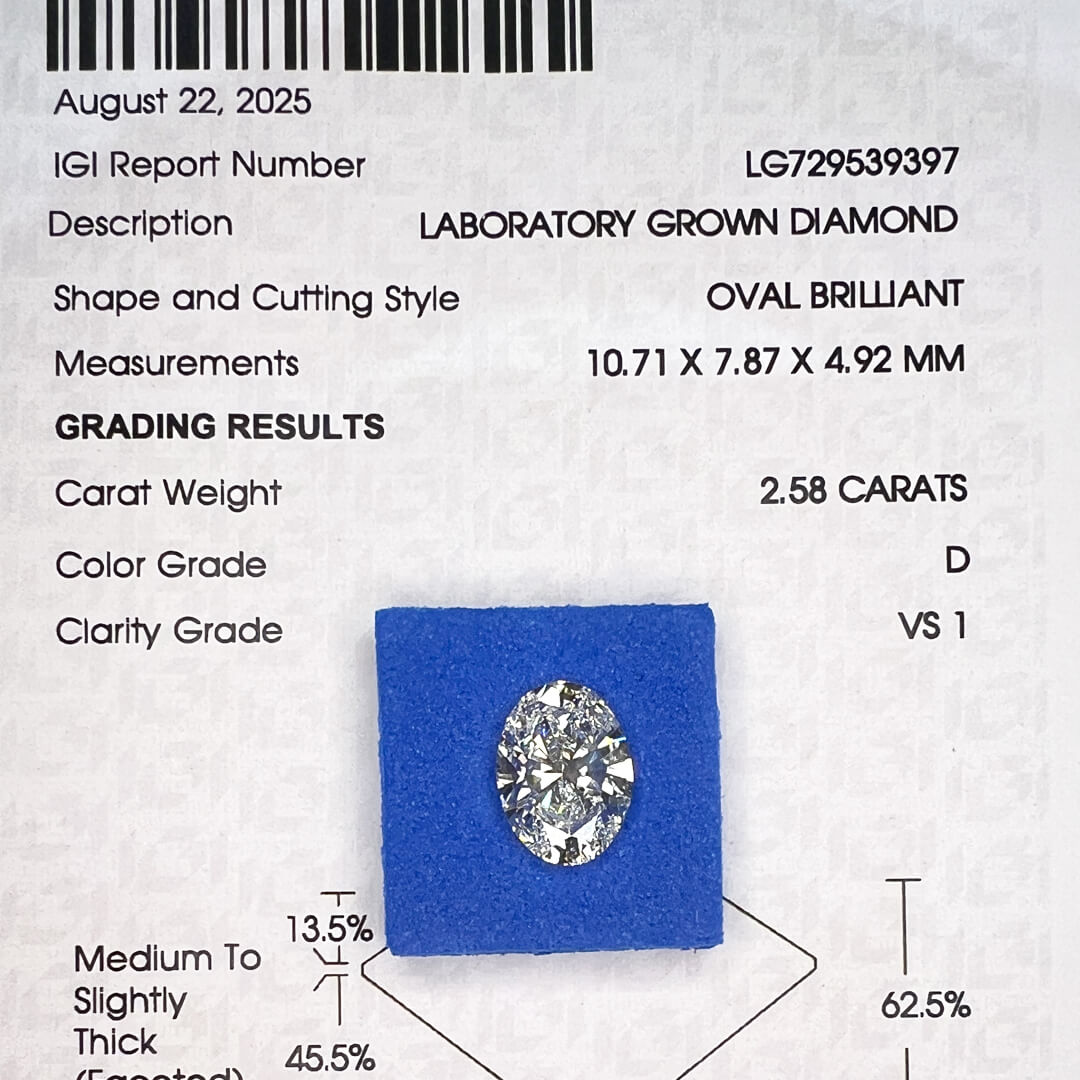 Diamante de Laboratorio Corte Oval 2.58qts