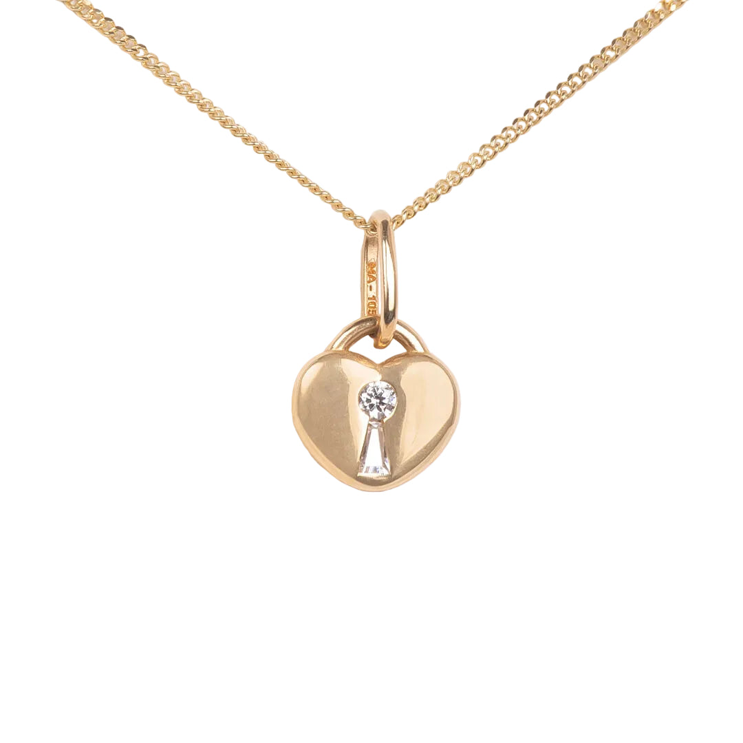 Dije con Corazón y Llave con Circonia 8mm
