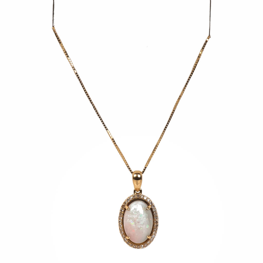 Dije con Ópalo 1.44qts y Diamantes Naturales 0.16qts y Cadena