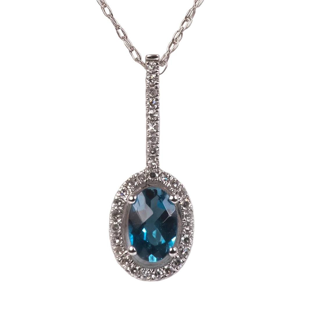 Dije con Topacio London Blue y Diamantes Naturales 0.09qts