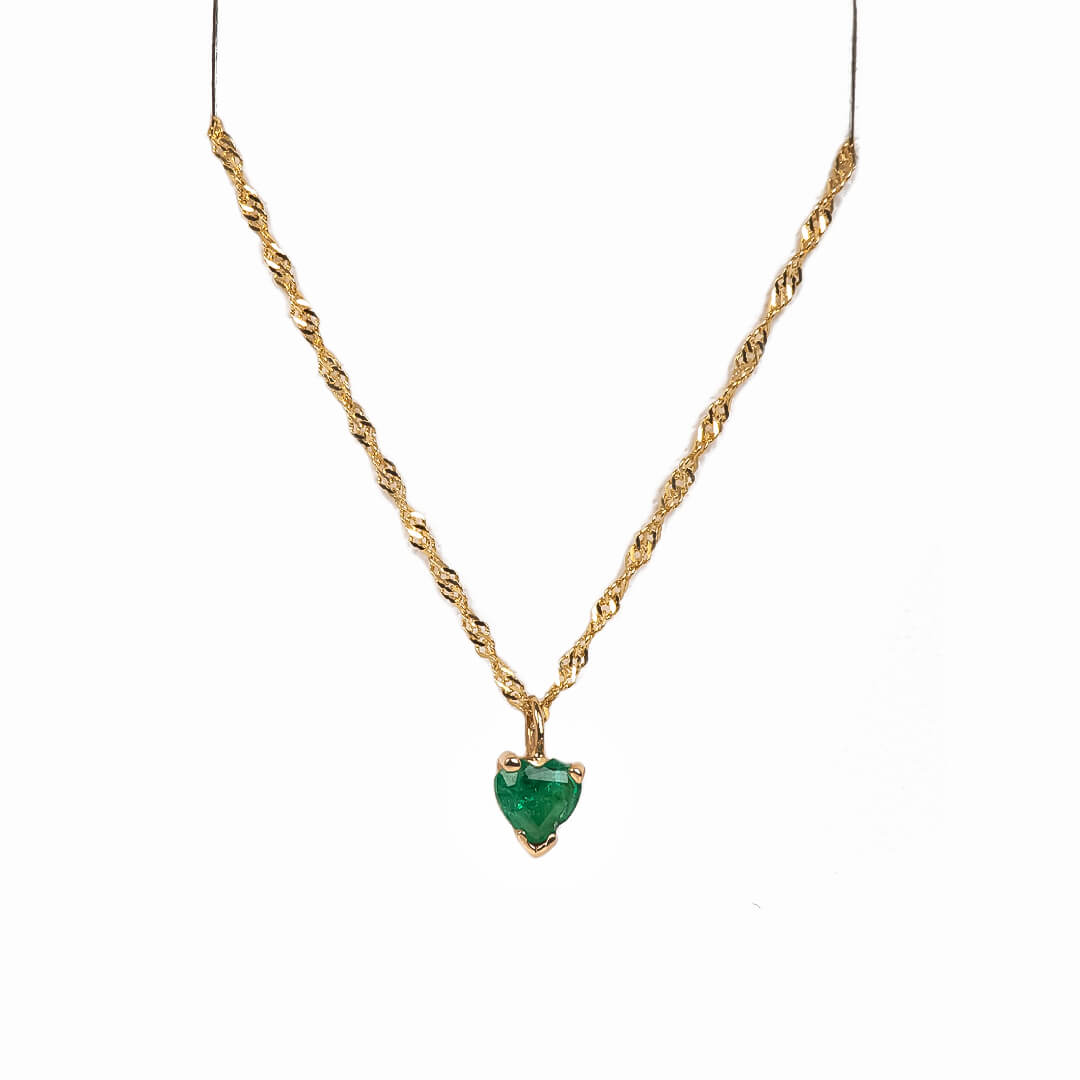 Dije de Corazón con Esmeralda y Cadena Torsal