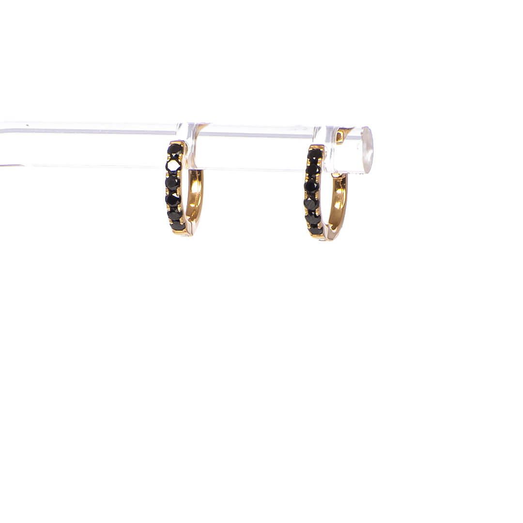 Hugies con Diamantes Negros 0.24qts (Oro Amarillo 18k)