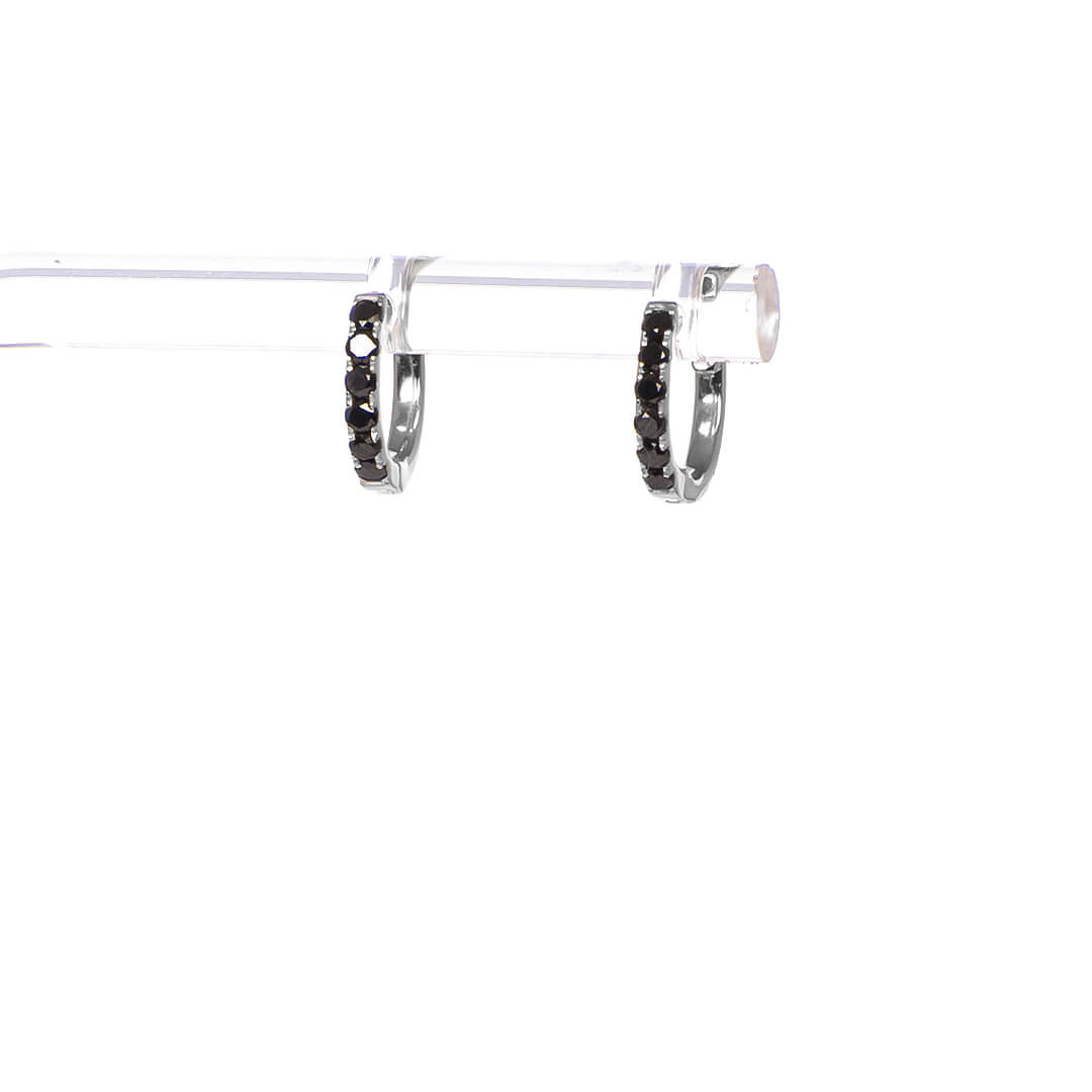 Hugies con Diamantes Negros 0.24qts (Oro Blanco 18k)