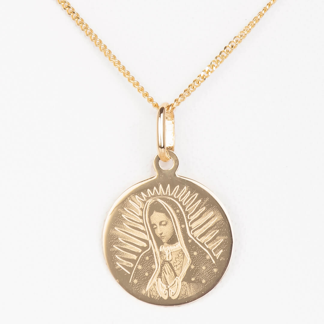 Medalla Redonda de Virgen de Gpe Busto 14mm