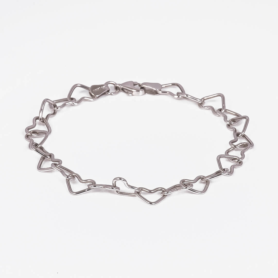 Pulsera Eslabones Corazones 14k