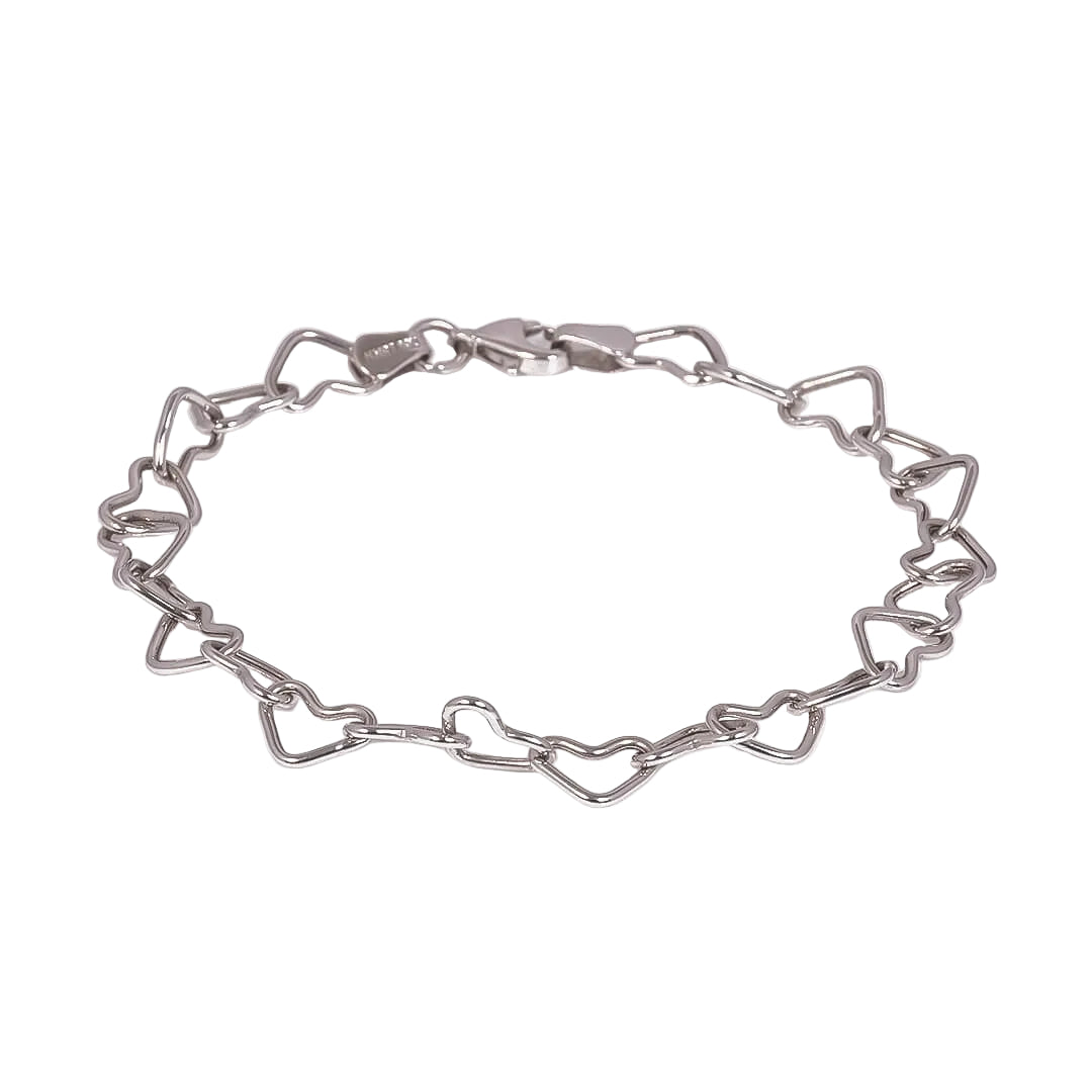 Pulsera Eslabones Corazones 14k