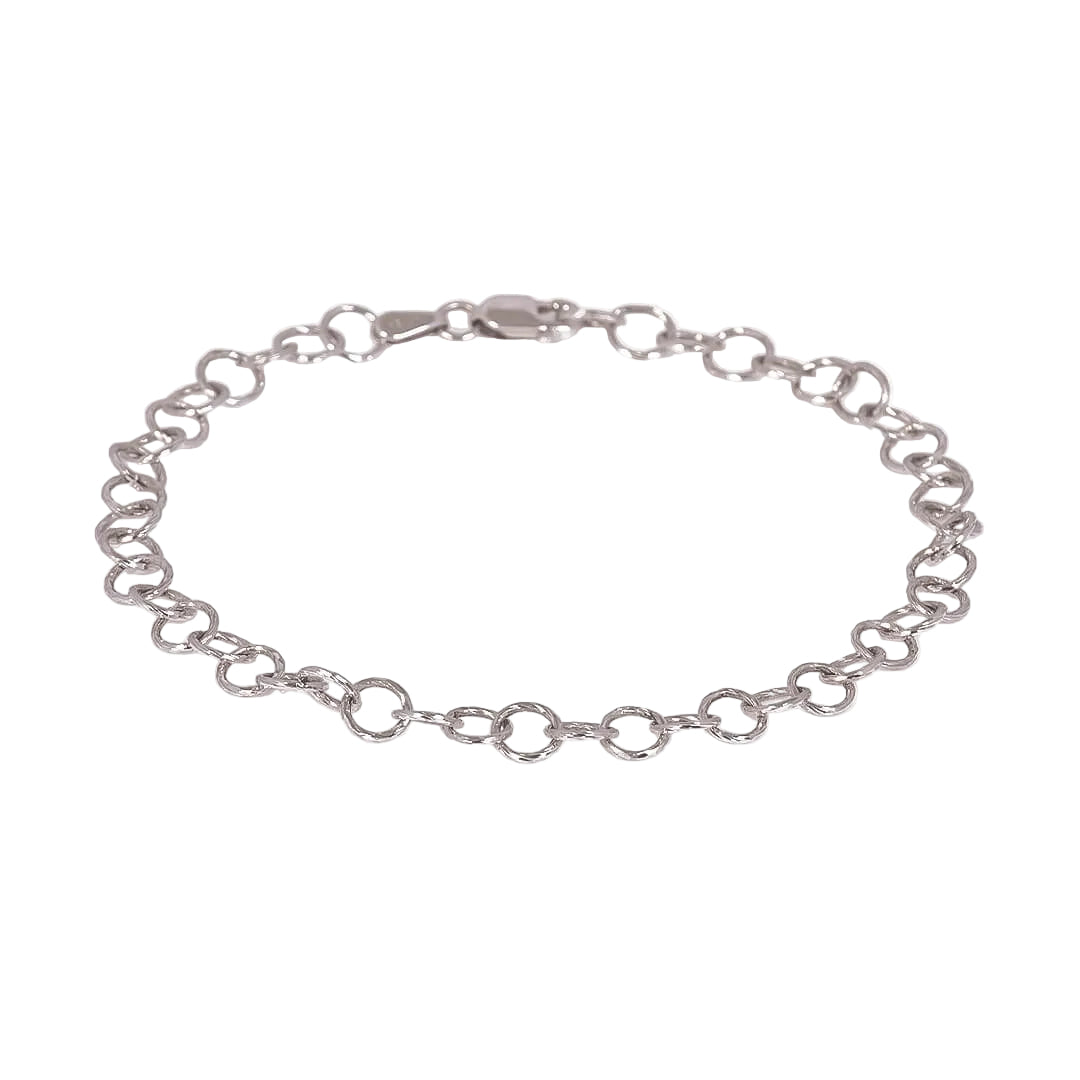 Pulsera Eslabones Redondos Diamantados 14k