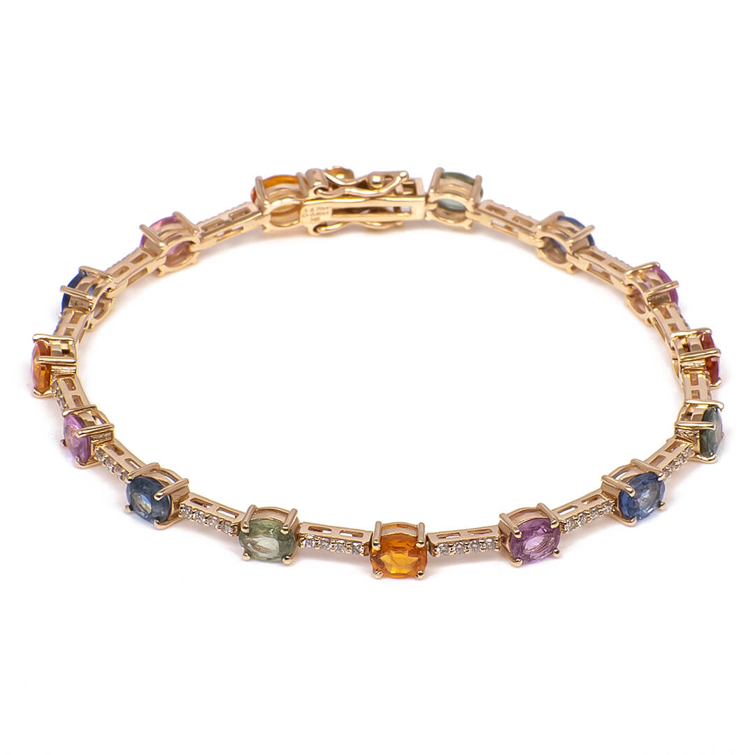 Pulsera con Zafiros Rainbow y Diamantes Naturales