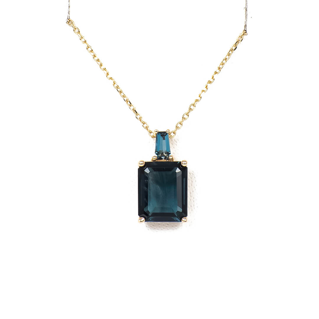 Set de Aretes y Dije con Cadena Topacio London Blue