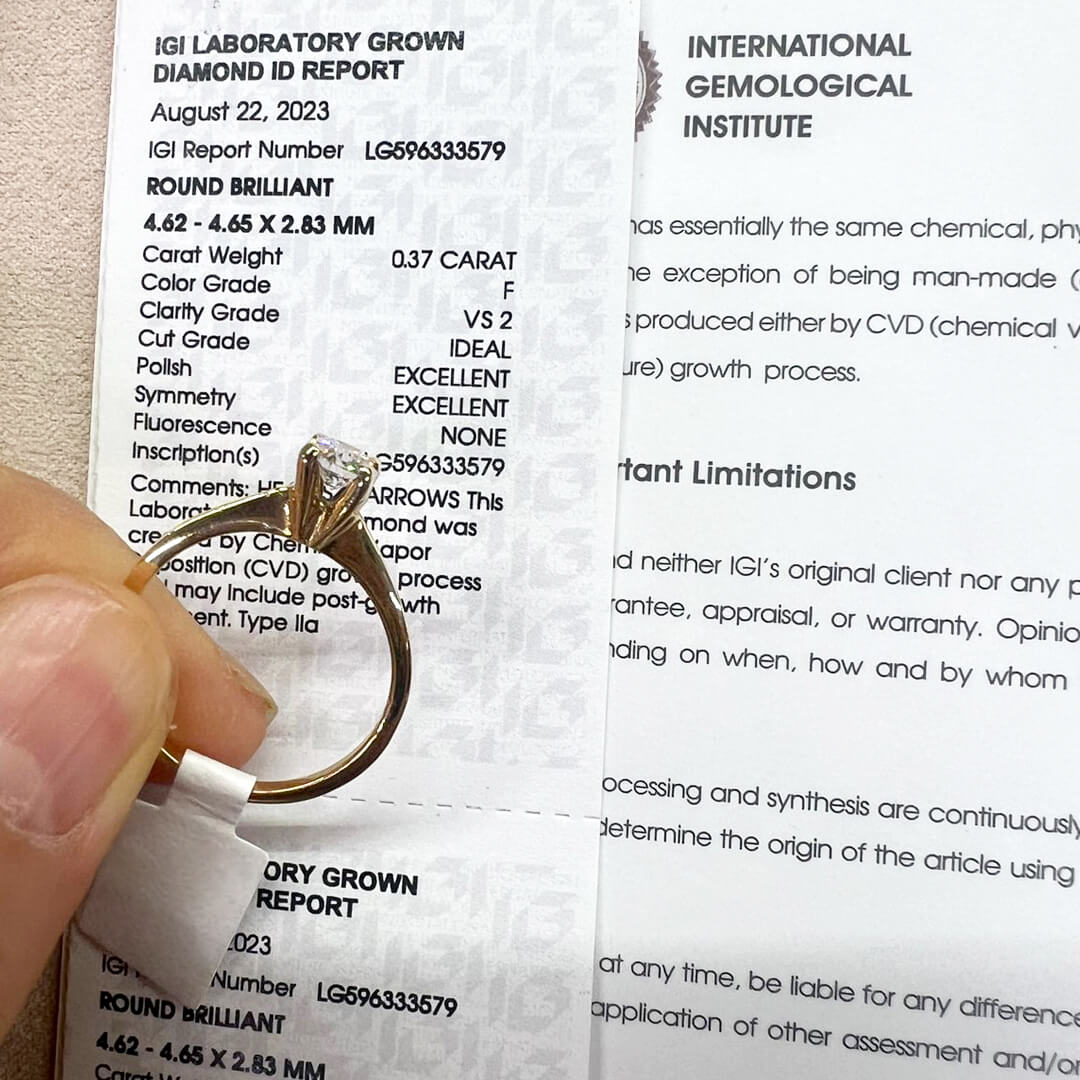 Solitario Diamante de Laboratorio Corte Ideal 0.37qts