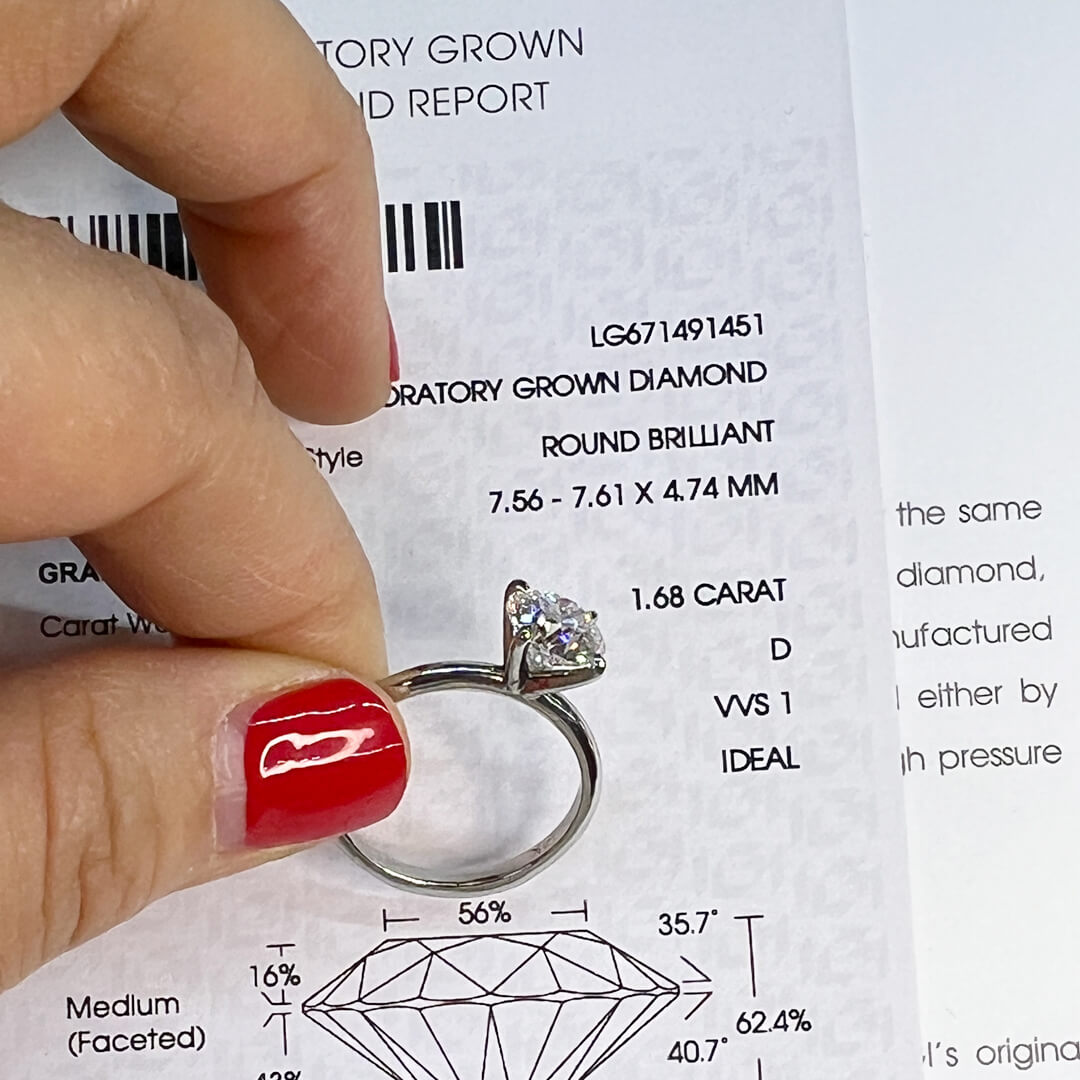 Solitario Madeleine Diamante de Laboratorio 1.68qts