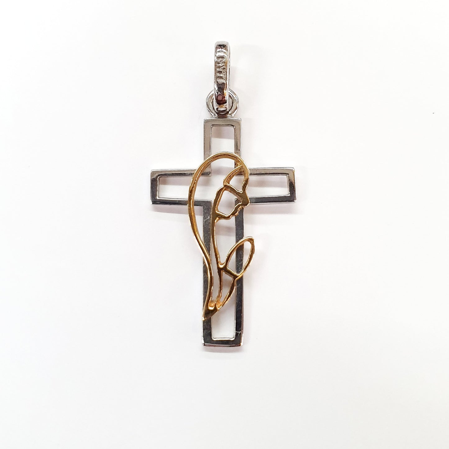 Cruz con Virgen Oro Combinado