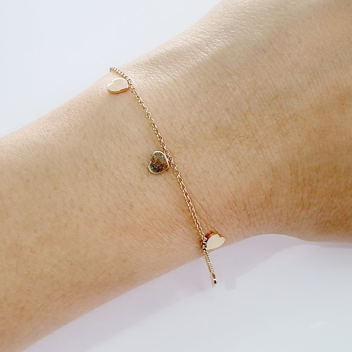 Pulsera con Corazones 14k