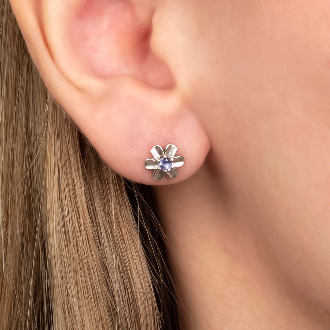 Aretes Flor con Tanzanita