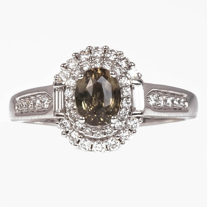 Anillo Alejandrita Natural 1.04qts y Diamantes Naturales 0.38qts