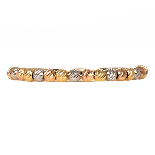 Anillo Delgado de Bolitas Facetadas 3 Oros