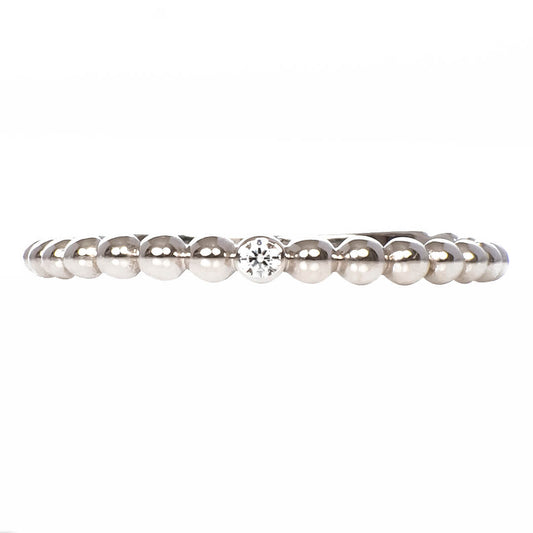 Anillo Delgado de Bolitas Lisas con Circonia Central