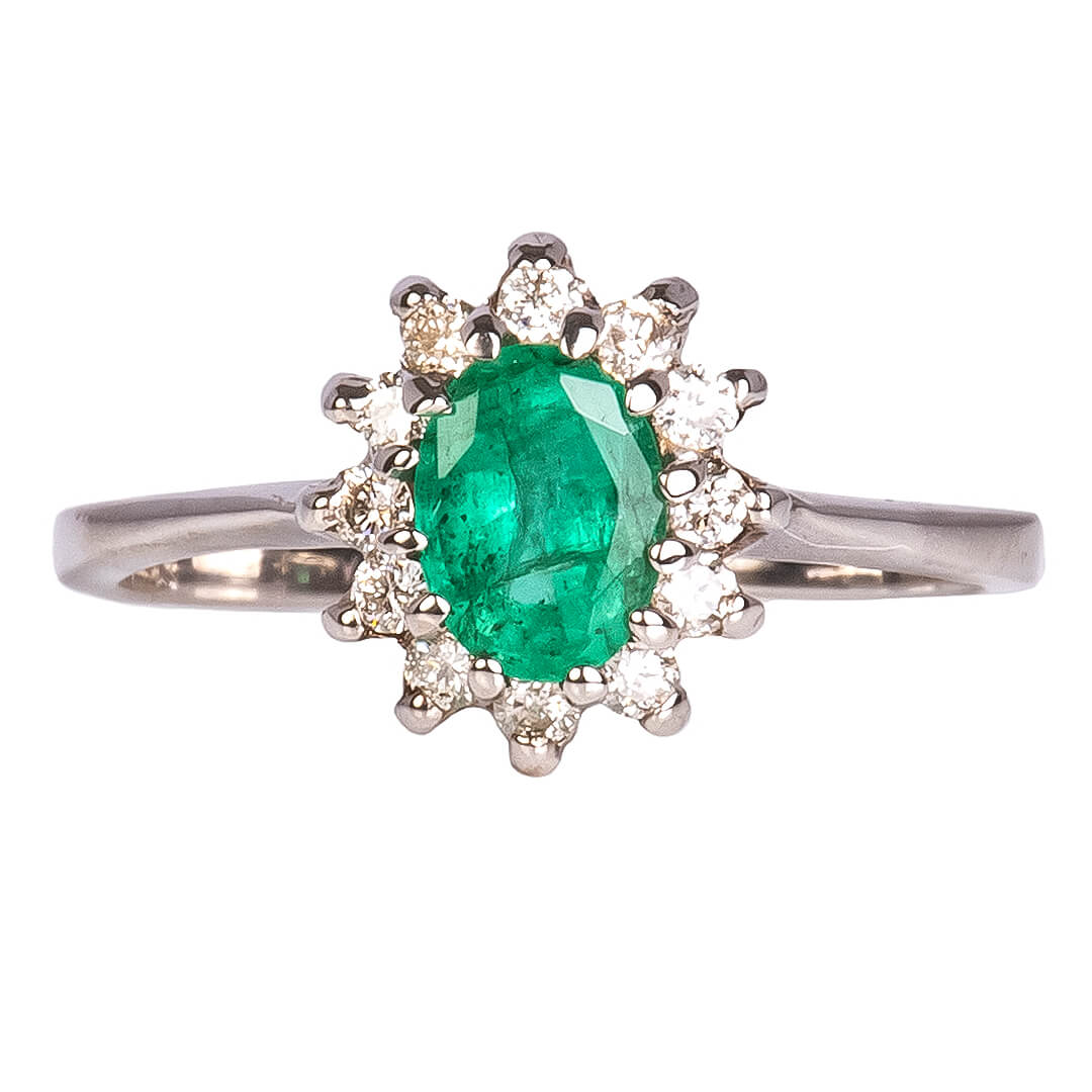 Anillo Diana con Esmeralda 0.60qts y Diamantes Naturales 0.18qts