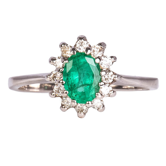 Anillo Diana con Esmeralda 0.60qts y Diamantes Naturales 0.18qts