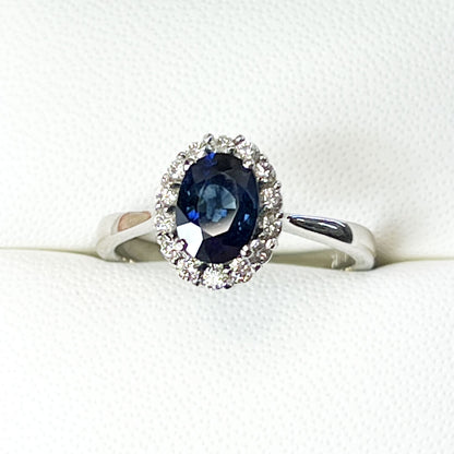 Anillo Diana con Zafiro Natural Azul 1.67qts 8x6mm