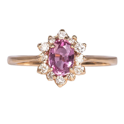 Anillo Diana con Zafiro Rosa 0.65qts y Diamantes Naturales 0.18qts