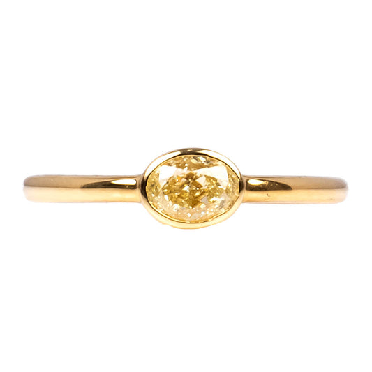 Anillo Pinky con Diamante Amarillo Oval 0.35qts