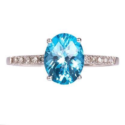 Anillo Topcio Swiss Blue y Diamantes 0.10qts