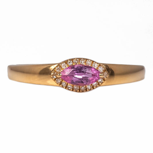 Anillo Zafiro Rosa 0.27qts Diamantes Natu. 0.05qts