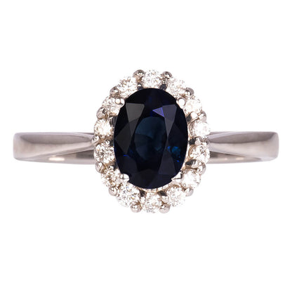 Anillo Diana con Zafiro Natural Azul 1.69qts 8x6mm