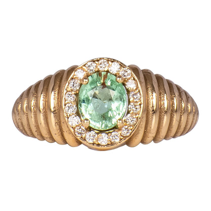 Anillo Pinky con Turmalina Paraiba 0.68qts y Diamantes Naturales 0.18qts