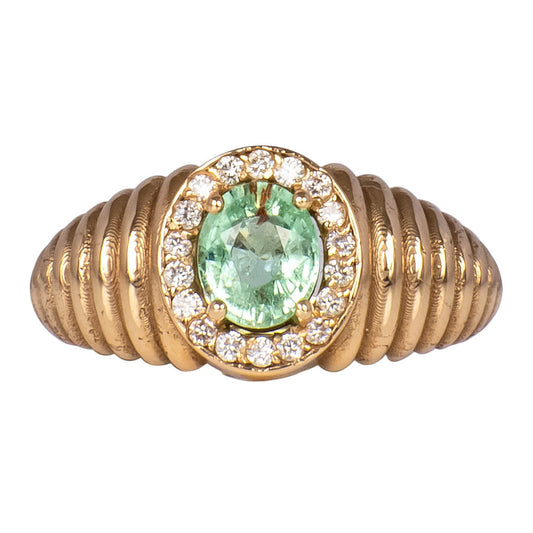 Anillo Pinky con Turmalina Paraiba 0.68qts y Diamantes Naturales 0.18qts