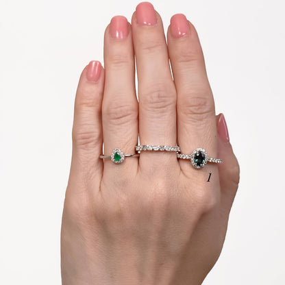 Anillo con Zafiro "Mermaid" Sirena Oval con Diamantes Naturales Laterales