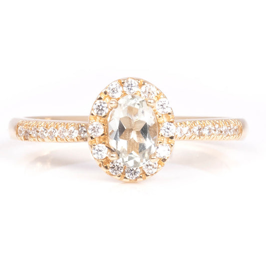 Anillo con Amatista Oval Verde con Halo y Laterales