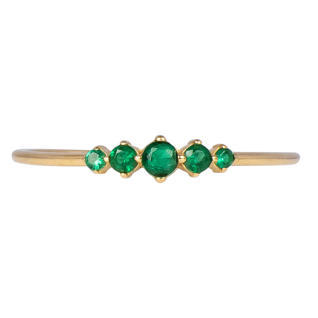 Anillo con Circonias Verdes 10k